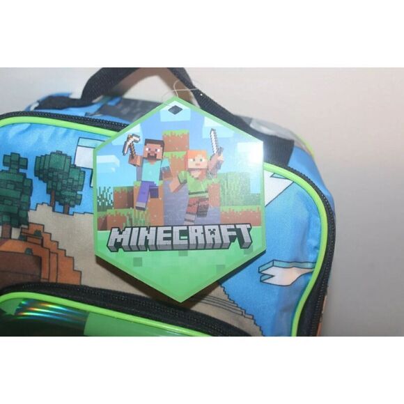 MINECRAFT CREEPER Kids BPA-Free Insulated Lunch Tote Box w/ Bottle Pocket - Picture 2 of 7